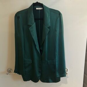 Lush Green Pantsuit; size S; satin; worn once…excellent condition!